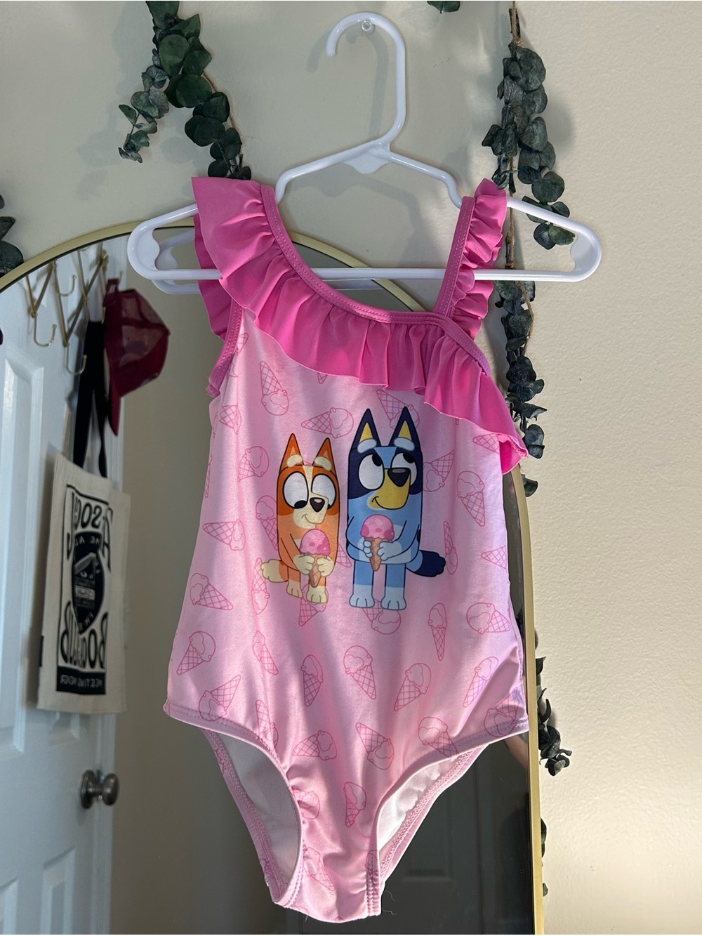 Pink Bluey & Bingo Ruffle One-Piece Girls' Swimsuit